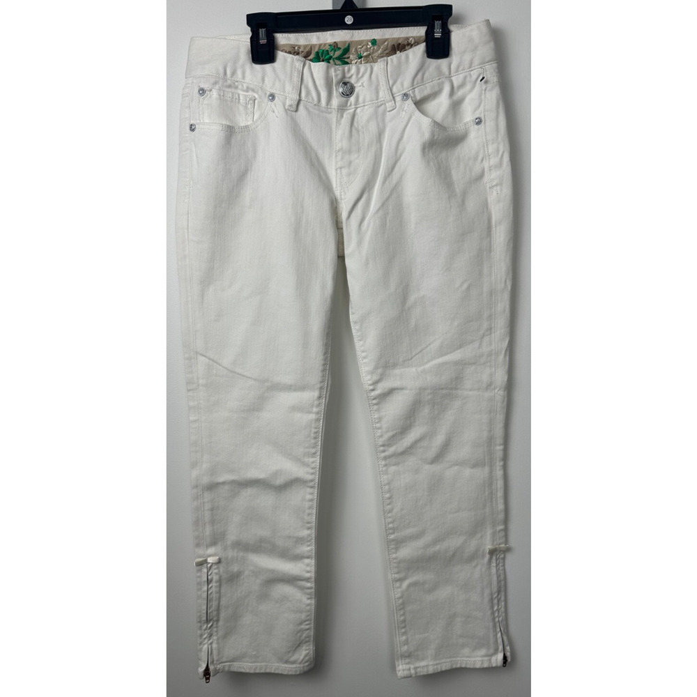 White Jeans Wicked West Embroidered White Jeans Pants size 4 Embroidered A60